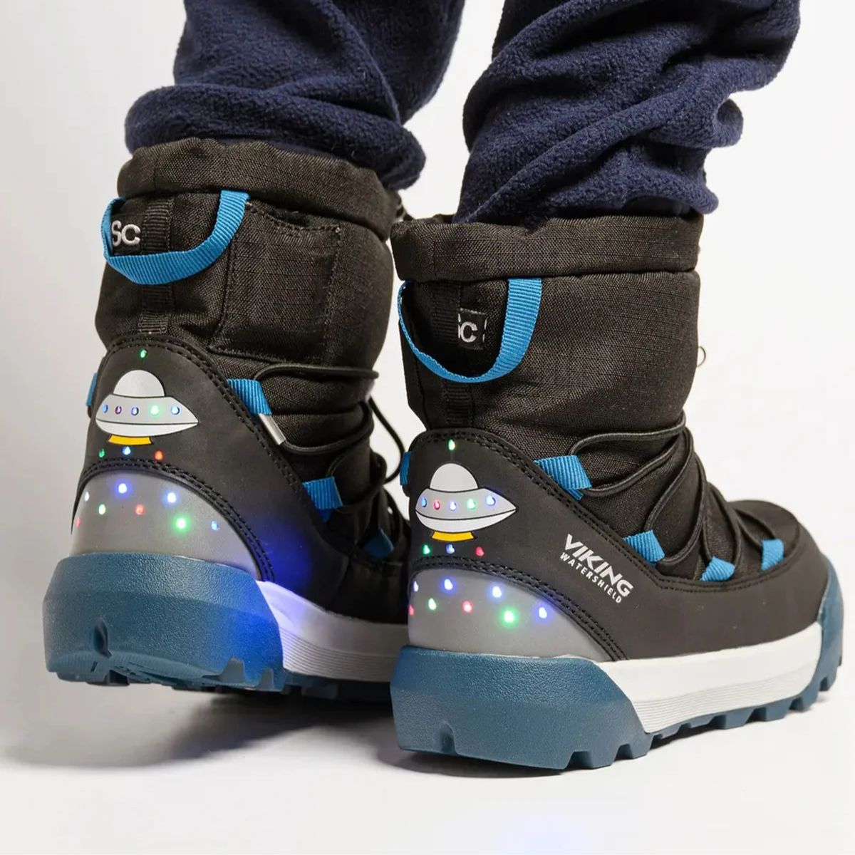 Viking - Vintersko Spaceship, Blinkende Vintersko Warm SC WP Black/ Dark Blue