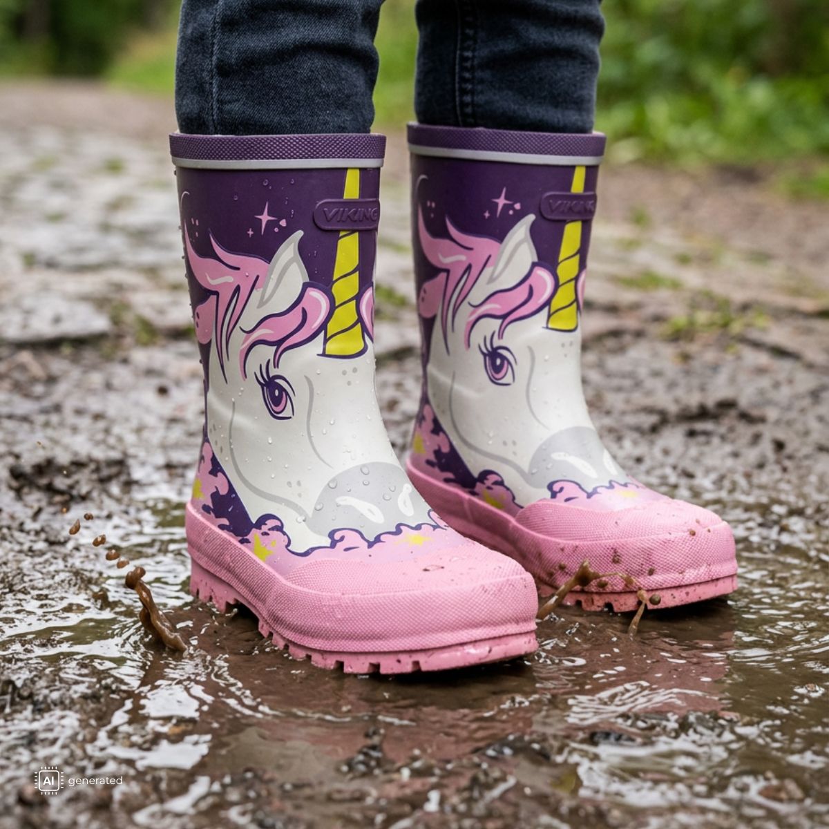 Viking - Gummistøvler Jolly Print Purple/ Multi - Guttelus.no