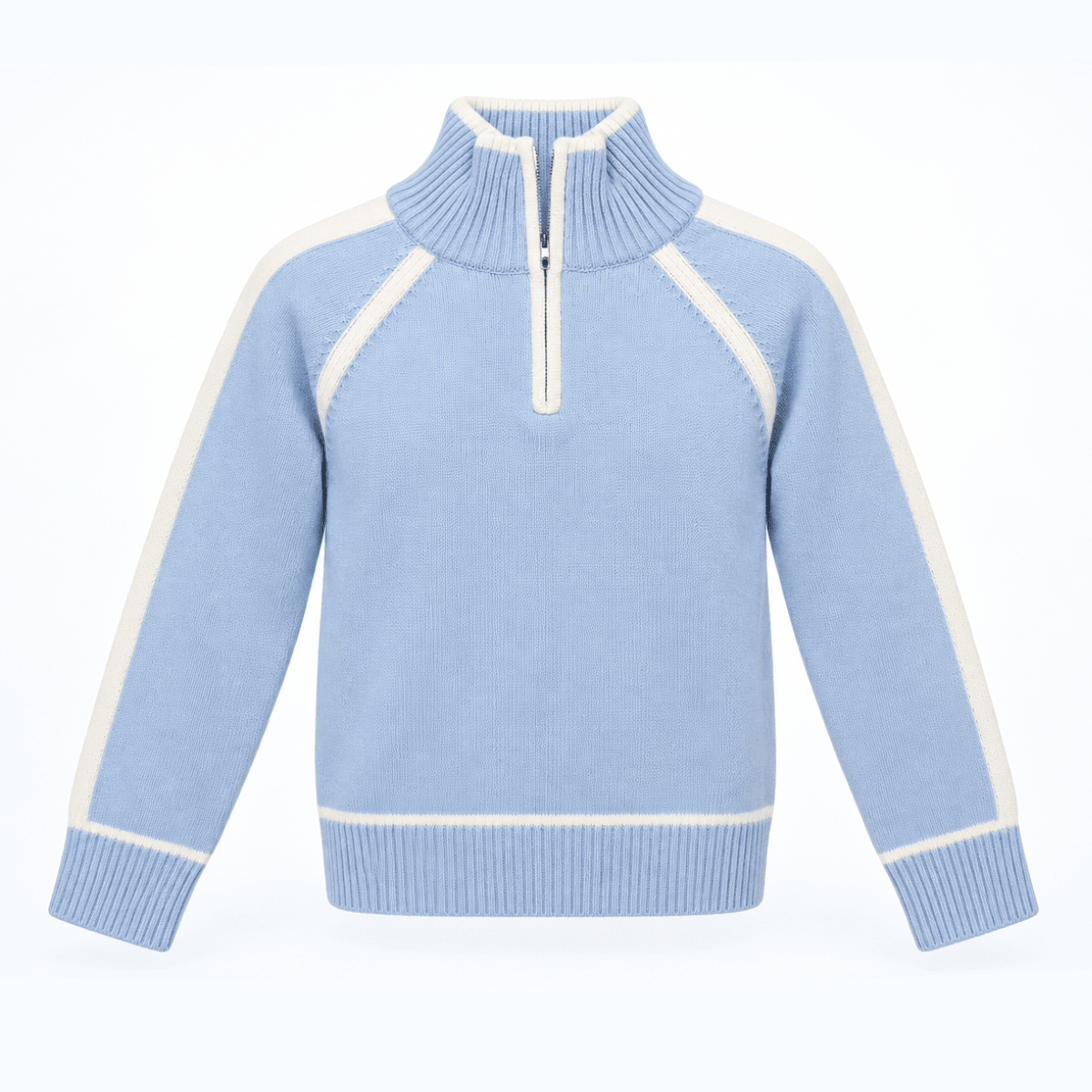 Vilje & Ve - Genser Esther Half Zip Sky Blue - Guttelus