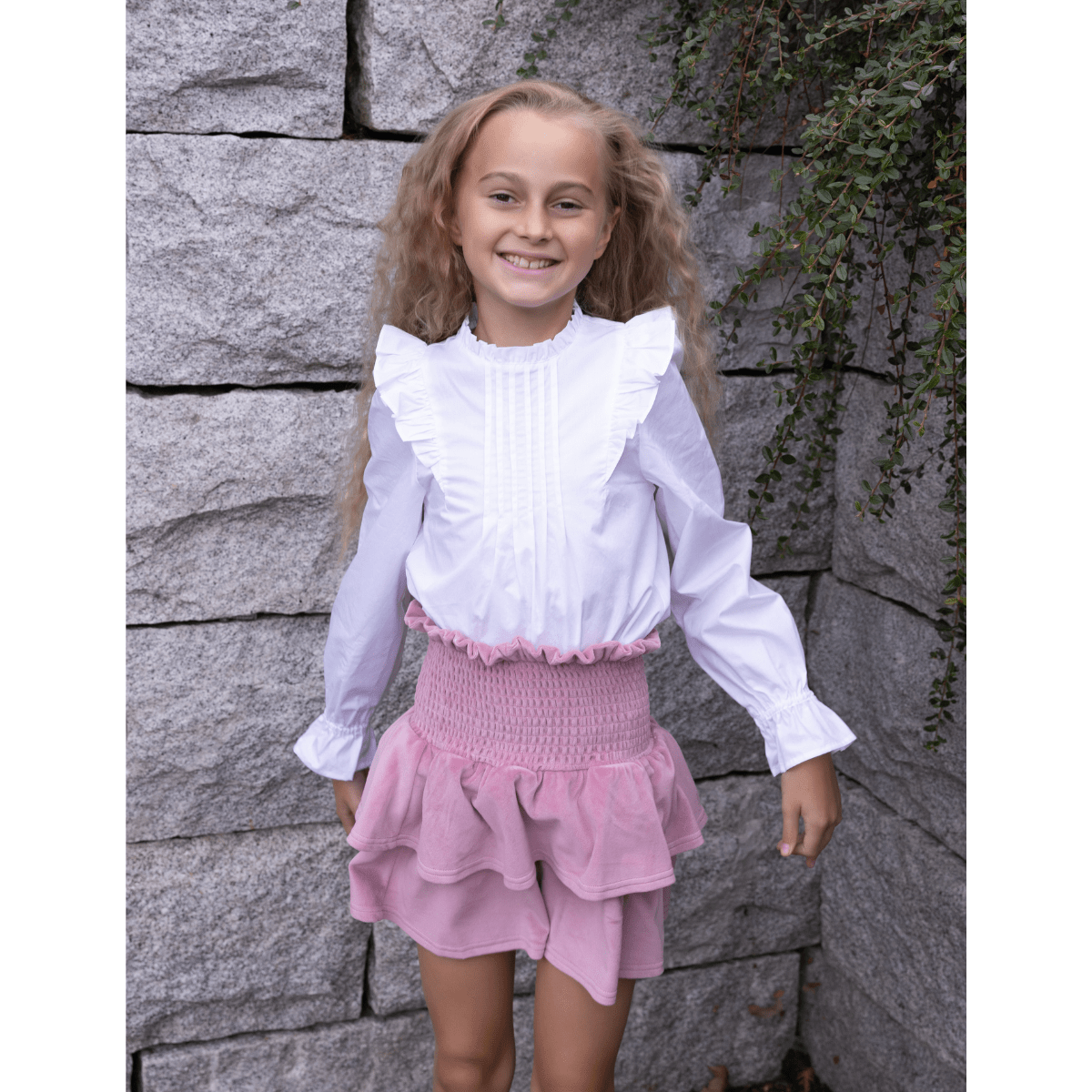 Vilje & Ve - Skjørt Hermine Velour Soft Pink - Guttelus