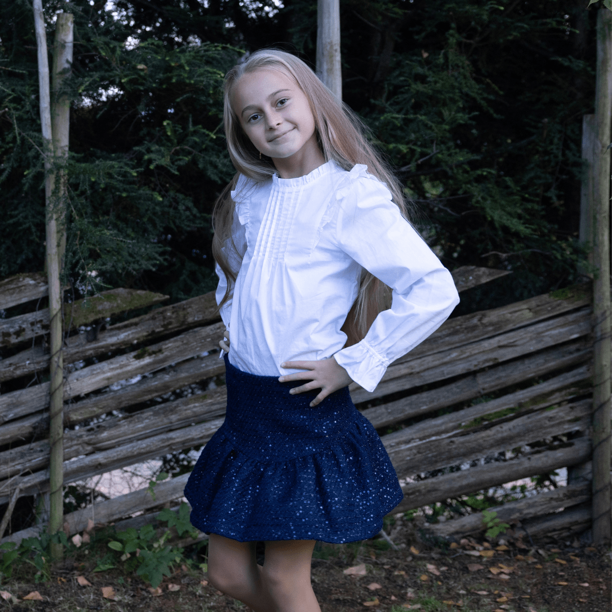 Vilje & Ve - Skjørt Laila Bouclé Dark Navy - Guttelus
