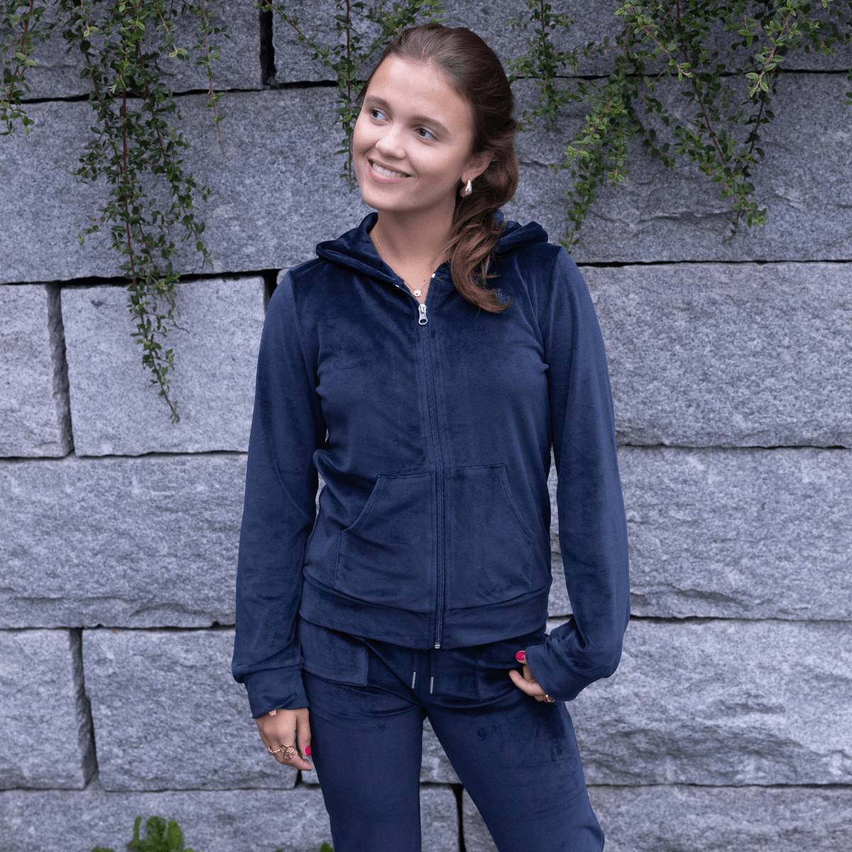Vilje & Ve - Velourjakke Hermine Deep Navy - Guttelus