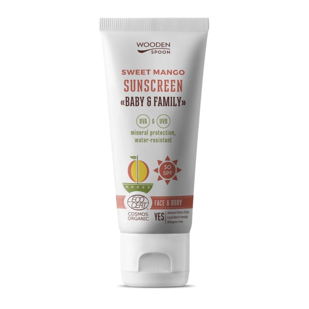 Wooden Spoon - Solkrem SPF50 100ml til Baby og Barn Sweet Mango