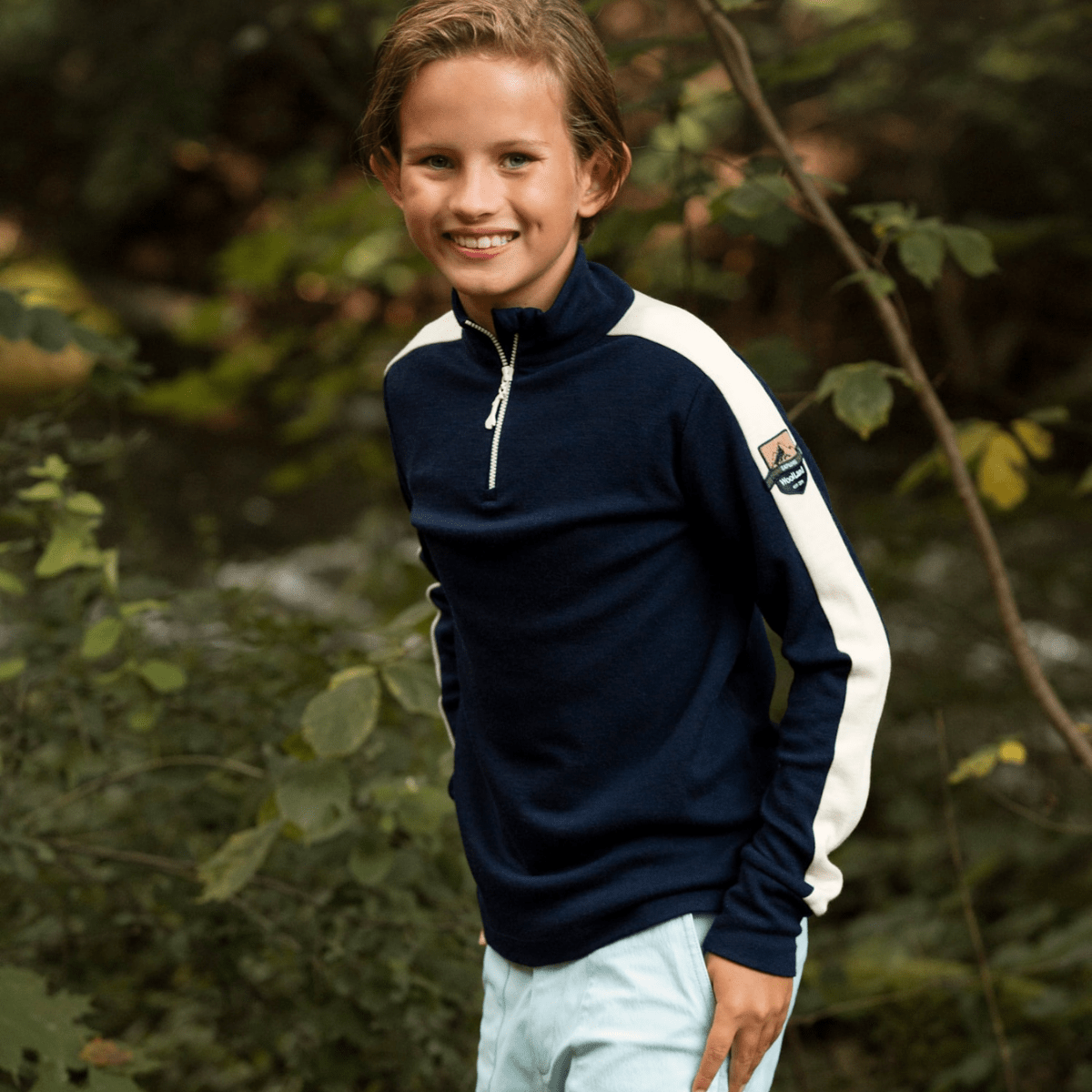 WoolLand - Genser Ål Half-Zip Blue Ink - Guttelus