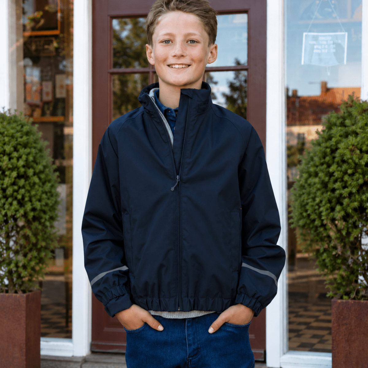 WoolLand - Regnjakke Florø Kids Dark Blue - Guttelus