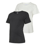 Mamalicious - Mamma-t-skjorte 2-pk Mia Jersey Hvit/ Svart