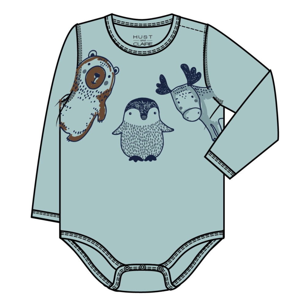 Hust and Claire - Body Ull og Bambus Baloo Animal Baby Blue